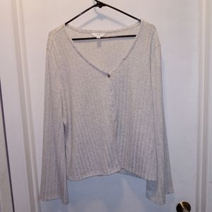LIGHT GRAY BOTTON DOWN SWEATER XL